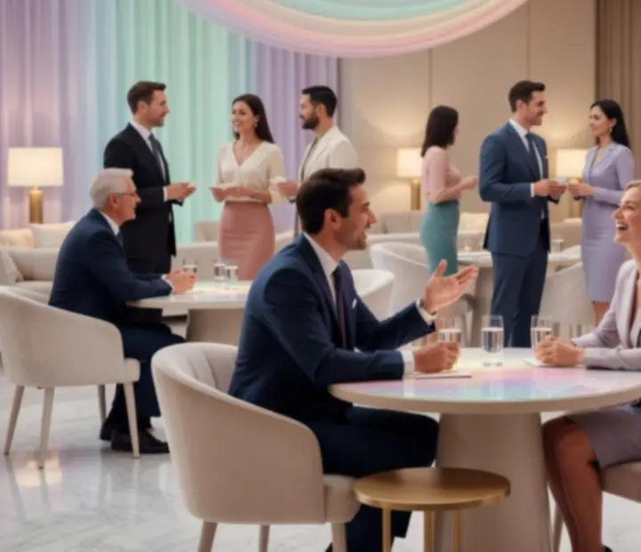 Elegancki event biznesowy z pastelową scenografią