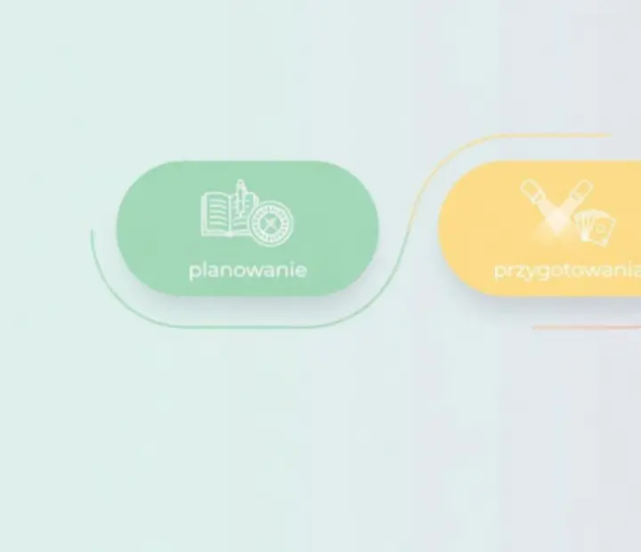 Ilustracyjna oś czasu pokazująca etapy organizacji casino party
